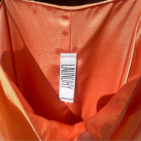 Vintage Shelli Segal Peach Silk Dress by Laundry Size 4 | Watercolor Gown - Picture 6 of 12